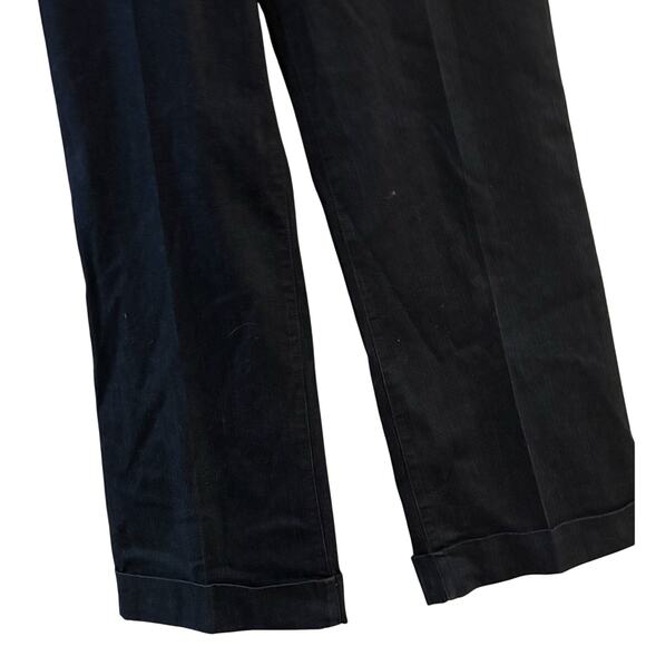 Women’s Denim Trouser Pants Size 4 Wide Leg Cuffed A-Line Dark Wash Dress Jeans - Picture 2 of 8